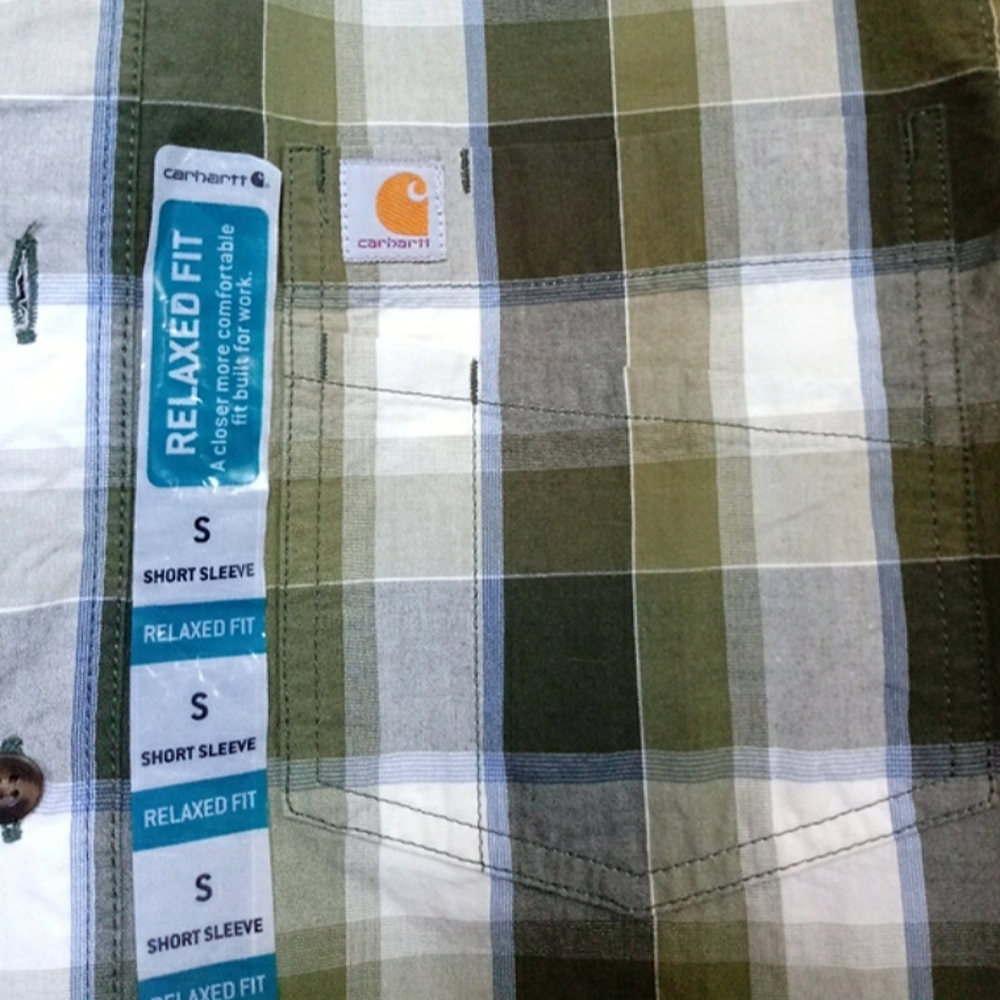 New w/Tags Carhartt Relaxed Fit Short Sleeve Plaid Button-Up Shirt - Small - Picture 4 of 8